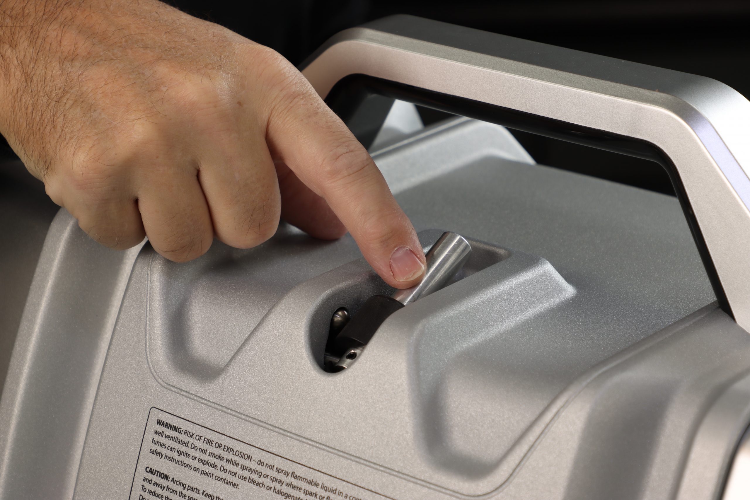 close-up of the retractable gun holder