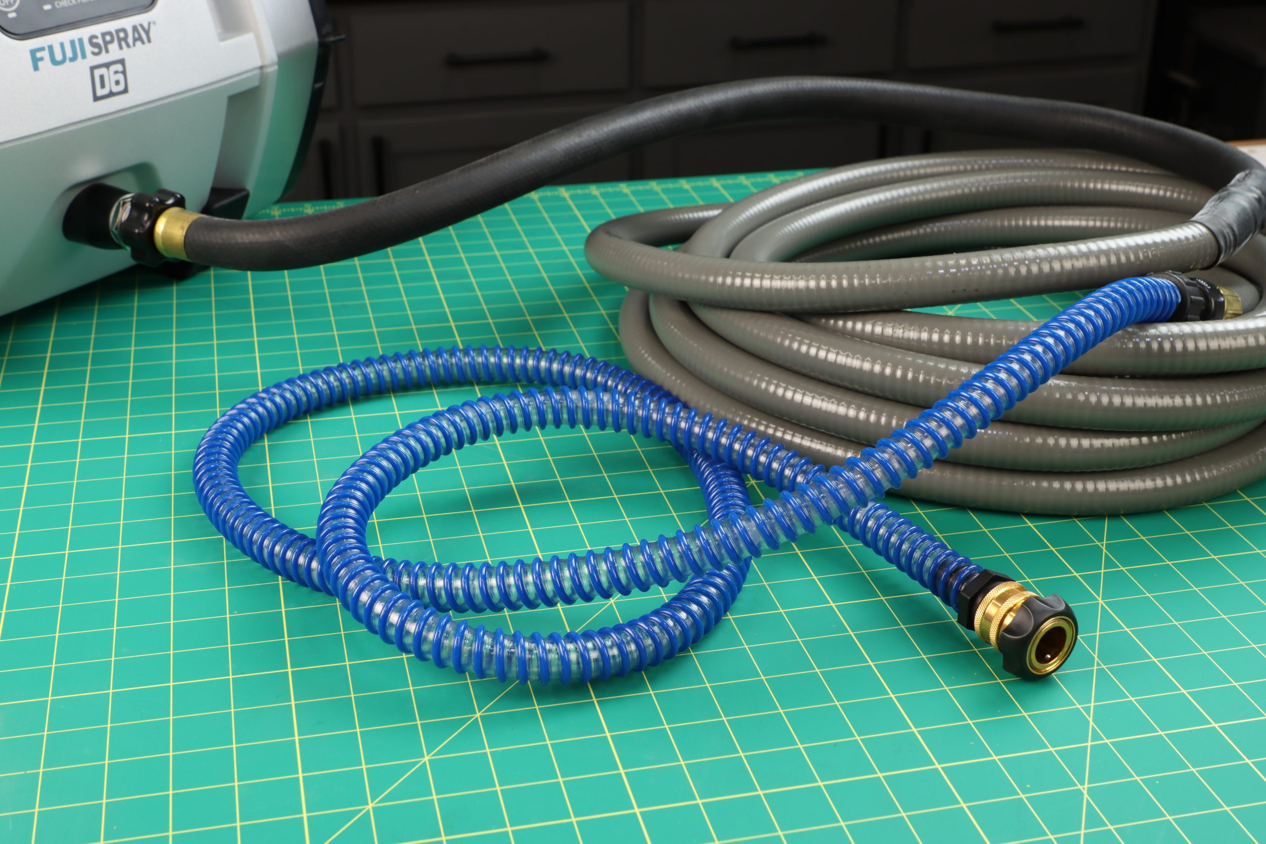 a sleek and durable gray air hose.